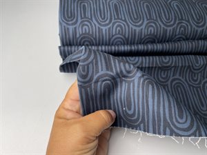 Fastvævet bomuld med stræk - cool grafisk mønster i blå toner